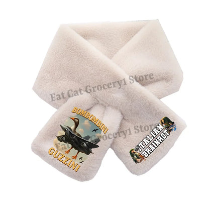 Italian Brainrot Plush Scarf – Kawaii Tralalero Neckerchief for Kids, Boys & Girls, Winter Warm Muffler, Children’s Bandelet Gift