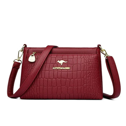 Women’s Soft Leather Luxury Handbag – Designer 3-Layer Large Capacity Shoulder & Crossbody Tote Bag