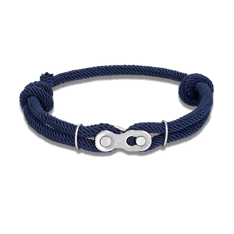 MKENDN Bicycle Chain Bracelet - Adjustable Punk Rock Nautical Rope Wristband with Magic Buckle