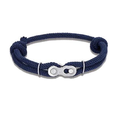 MKENDN Bicycle Chain Bracelet - Adjustable Punk Rock Nautical Rope Wristband with Magic Buckle