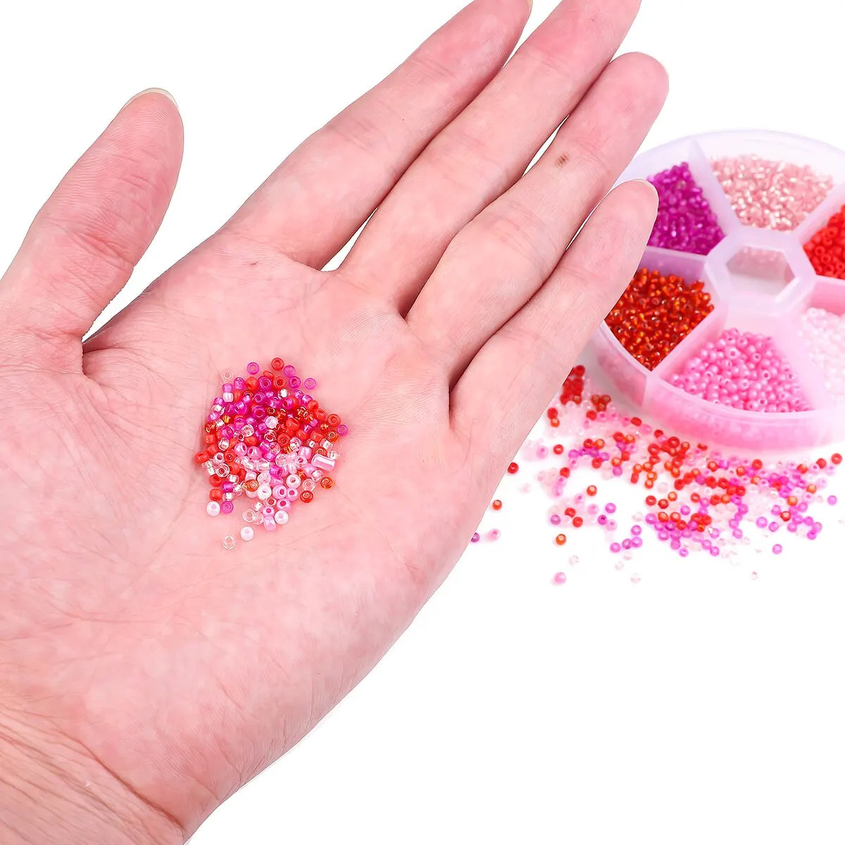 3900Pcs Glass Rice Beads Set - 6 Grid Box DIY Bracelet Necklace Jewelry Making Accessories
