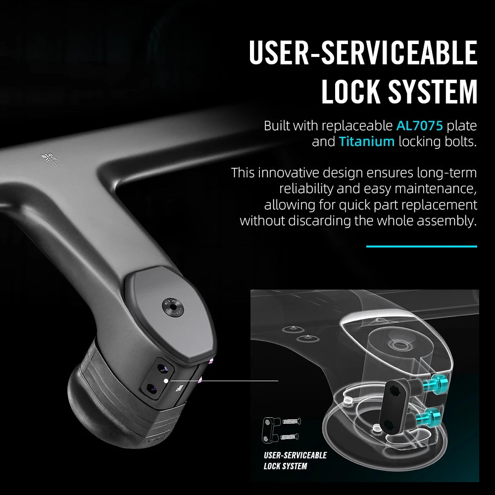LEXON Gravel Aero Full Carbon Handlebar - Integrated Barstem with Internal Cable Routing for Road and Gravel Bikes