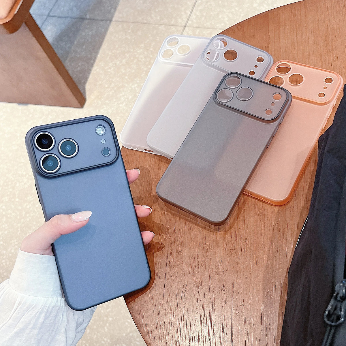 Ultra-Thin Translucent Matte iPhone Case - Shockproof Hard PC Cover with Camera & Button Protection for iPhone 13–18 Pro Max