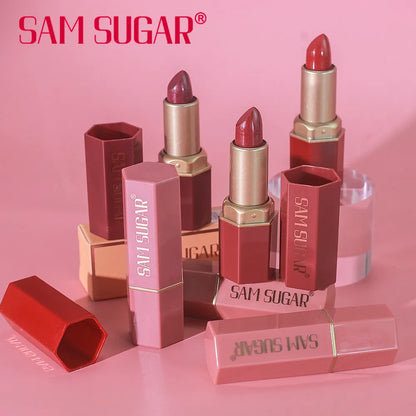 6 Colors Gold Bar Tube Lipstick – Matte, Pearlescent Glitter, Velvet Texture, Valentine's Day Gift (1PC)