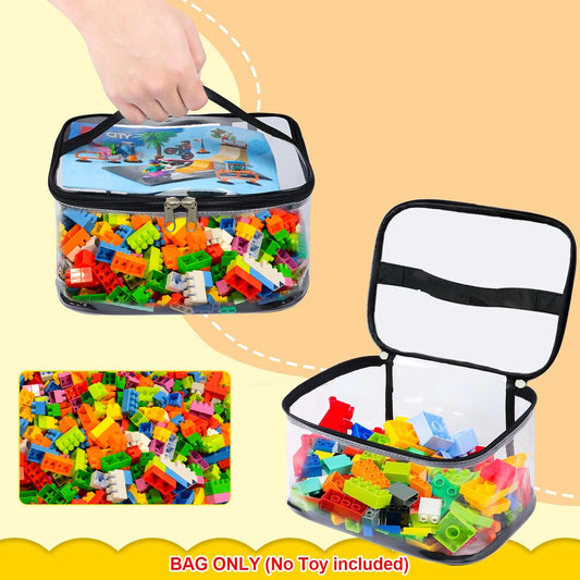 Transparent Mesh Zipper Toy Storage Bag – Large Capacity Organizer for Puzzles, Blocks & Building Toys