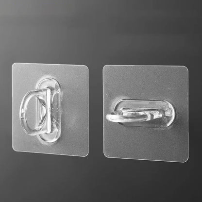 5/10PCS Transparent Ring Hooks – Perforation-Free Waterproof & Rust-Resistant Storage for Bathroom and Toilet Supplies