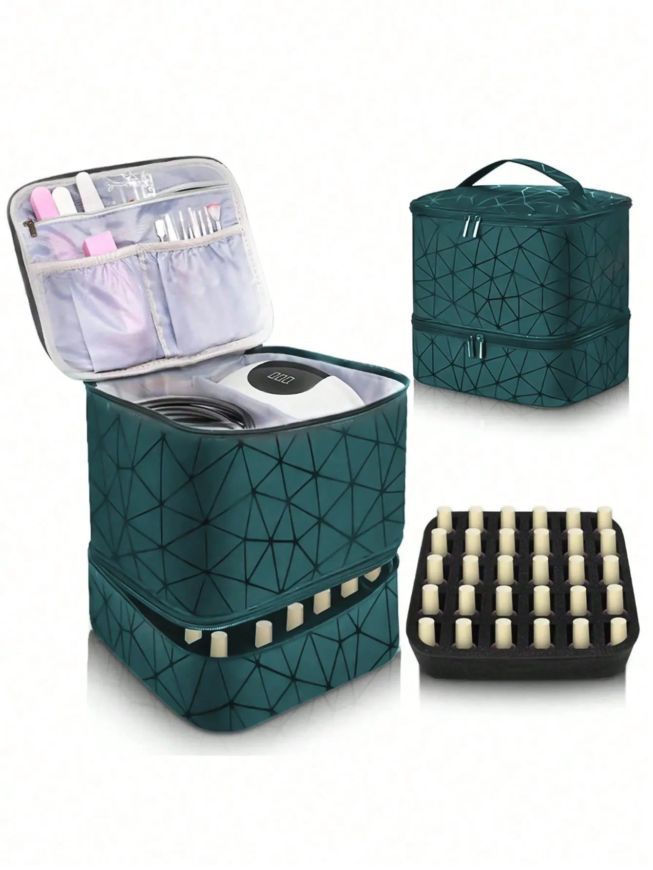 Women's Portable Double-Layer Nail Polish & Essential Oil Storage Bag – Multi-Function Organizer for Travel