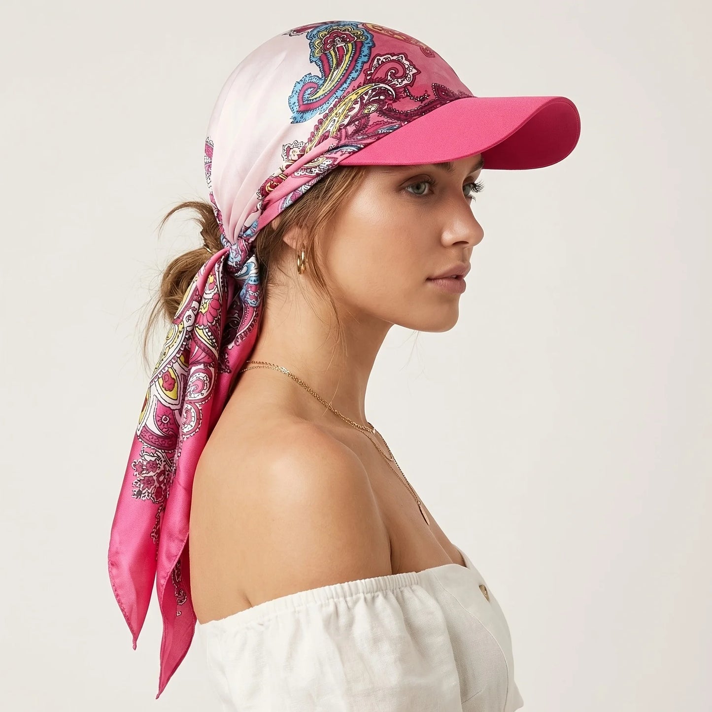 Women’s Headscarf Sun Hat - Self-Tie Brimmed Beach & Vacation Sun Protection Cap
