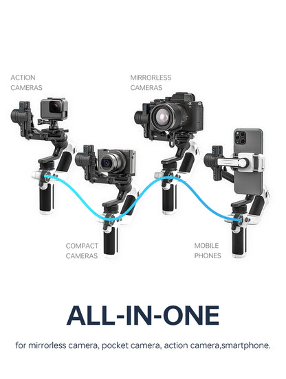 FeiyuTech SCORP Mini 2 Kit - 3-Axis Handheld Gimbal for Mirrorless Camera, Action Cam, Smartphone with AI Tracker, 1.2kg Load Capacity