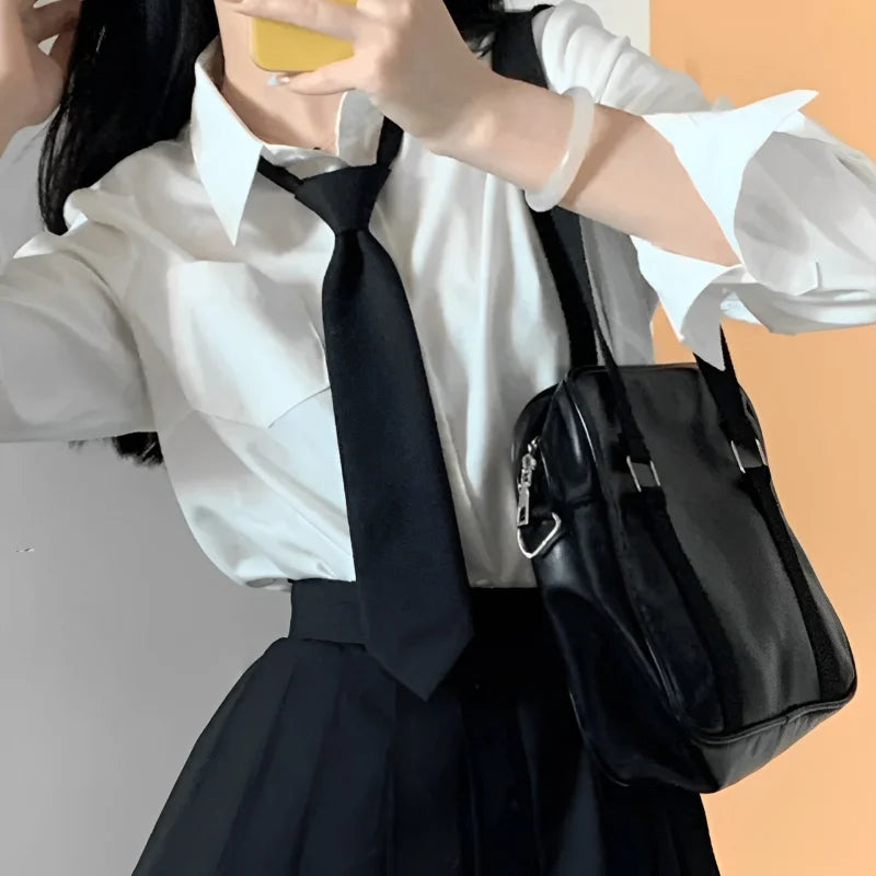 Unisex Black Clip-On Tie – Simple Security Necktie for Uniforms, Suits, Students & Funerals