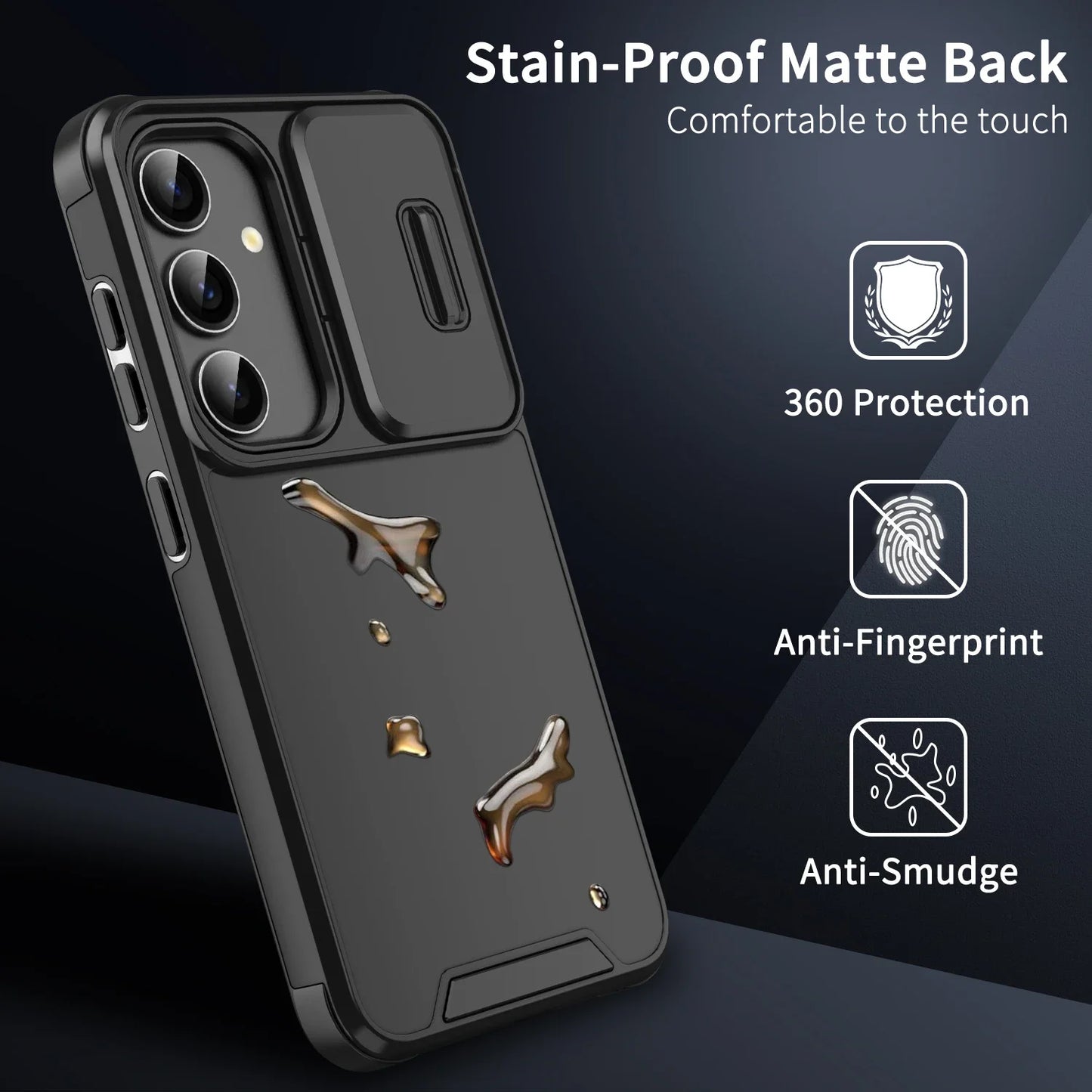 Samsung Galaxy S Series Slide Camera Armor Case – Compatible with S21/S22/S23/S24/S25 Ultra & FE Models