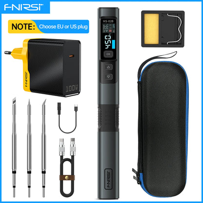 FNIRSI HS-02 Adjustable Temperature Soldering Iron – 20V 100–450℃ 100W Portable Welding & Repair Rework Station Tool
