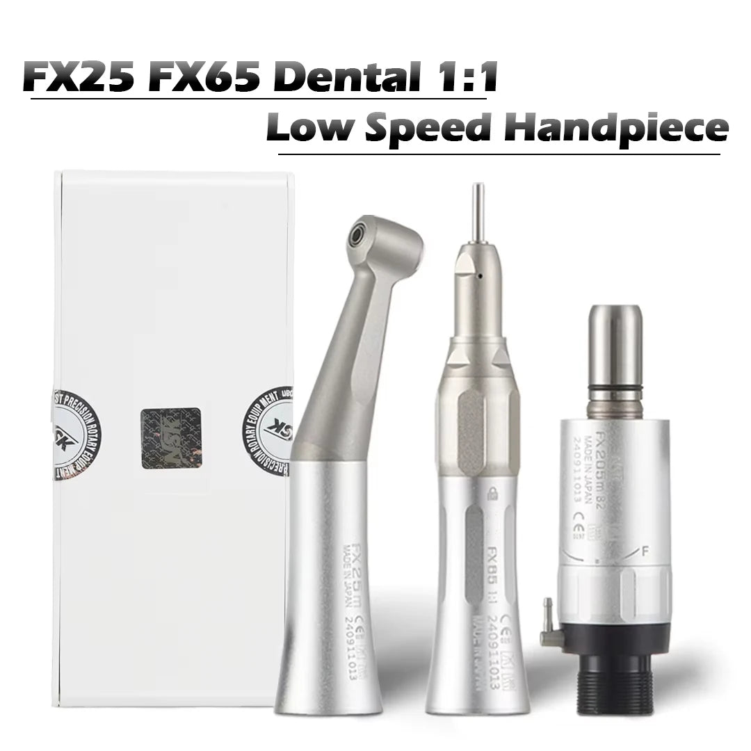 NSK FX25 FX65 1:1 Direct Drive Contra Angle — Low Speed Dental Handpiece for Polishing & Mini Head Dentistry
