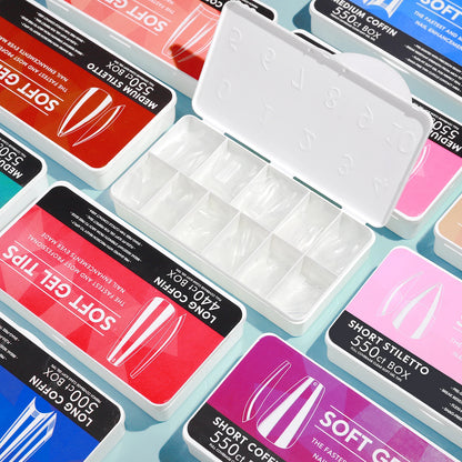 Clear Acrylic Fake Nails: 1 Box Almond French Coffin Full/Half Cover False Nails - Artificial Nail Soft Gel Tips