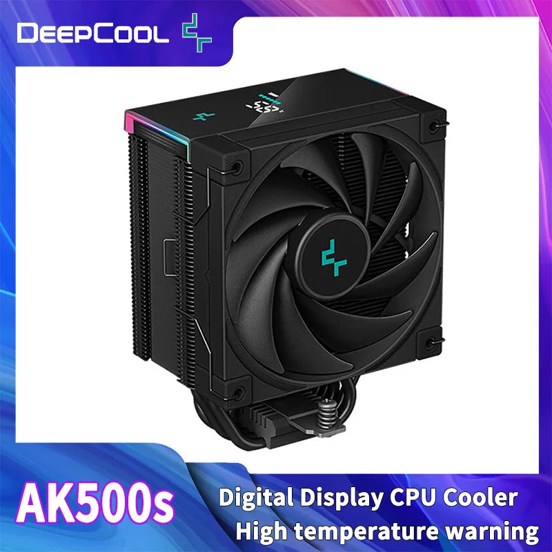 DEEPCOOL AK500S CPU Air Cooler – 5 Heat Pipes 240W TDP Silent Heatsink with 120mm FDB Fan & Digital Display Radiator Cooling System