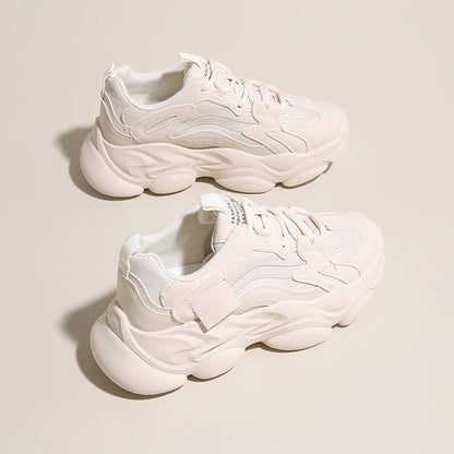 2025 Women’s Platform Chunky Sneakers – Mesh Leather Casual Sports Shoes, Lightweight Summer Fashion Walking Sneakers