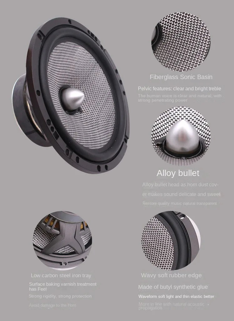 High-Quality Two-Way Car Audio Modification Kit - 6.5 Inch 12V High Power Amplifier & Front Door Speaker Kit