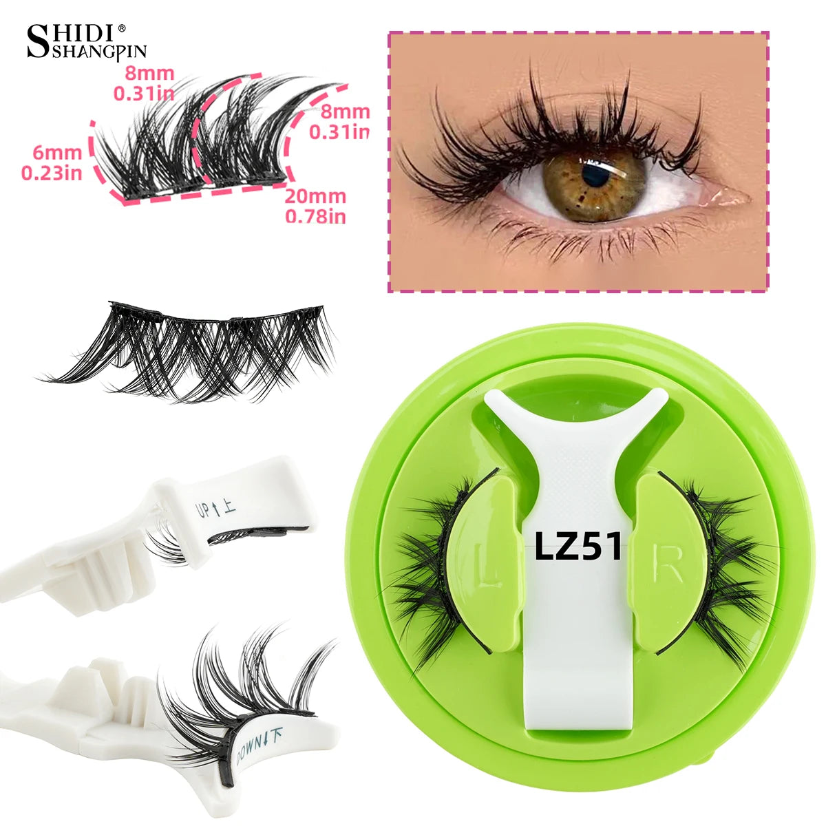 Reusable Magnetic Eyelashes Set – Natural Curly Fluffy False Lashes with Tweezers, No Glue Needed Makeup