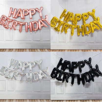 16-Inch Happy Birthday Foil Balloons Set – Pink & Blue Letter Balloons for Birthday Party Decoration
