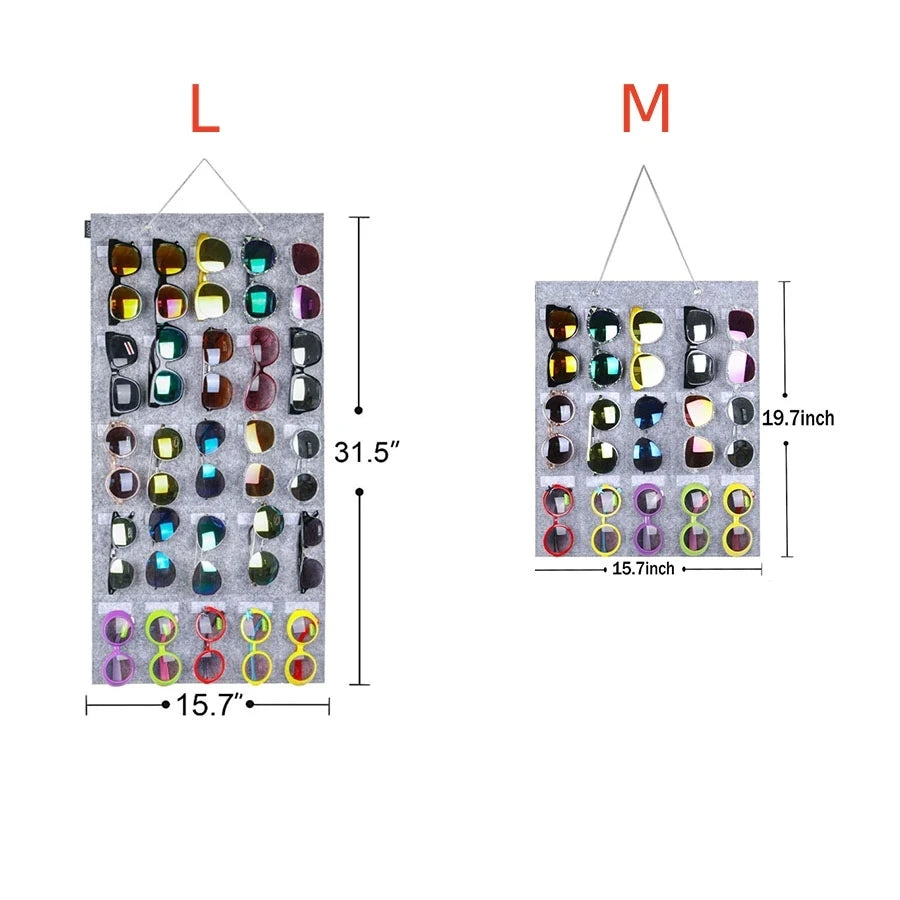 Sunglasses Felt Storage Hanging Bag – Wall & Door Mounted Sunglasses Organizer & Display Rack
