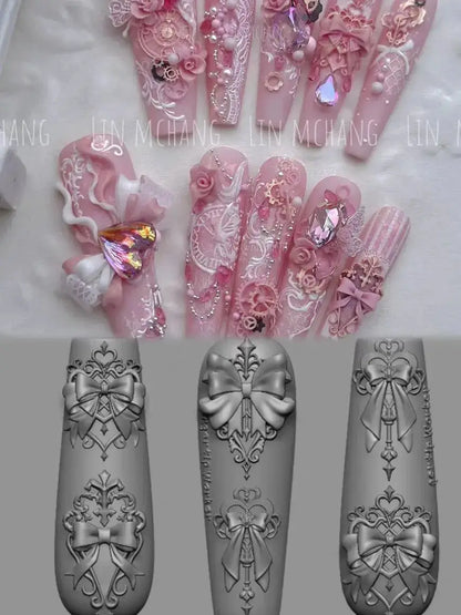 Snake Lolita Bow, Mushroom, Rose, Lotus, Bear 3D Acrylic Nail Mold - DIY Silicone Nail Decorations & Nail Art Products