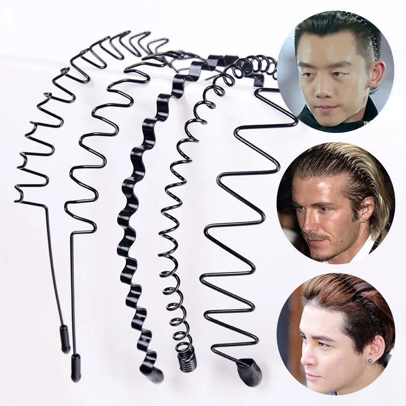 5mm Width Metal Iron Headband - Unisex Black Wave Hair Head Hoop Band - Fashion Sport Hairband Accessories