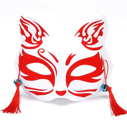 Hand-Painted Fox Mask –  Anime-Inspired Half-Face Cosplay Mask for Raves, Festivals, Masquerade Parties & Costumes