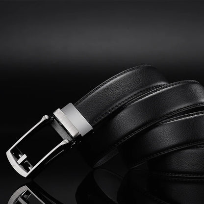 Men’s Top Quality Cowhide Leather Belt – Automatic Alloy Buckle Belt for Men