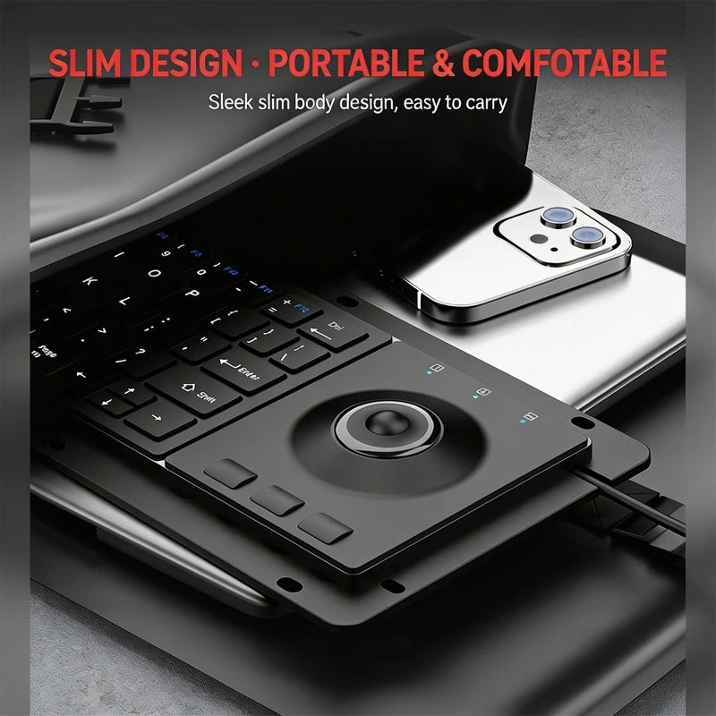 64-Key USB Industrial Keyboard - Embedded Trackball & Silent Keys for Office and Factory Use D2RC