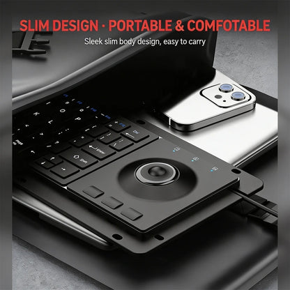 64-Key USB Industrial Keyboard - Embedded Trackball & Silent Keys for Office and Factory Use D2RC