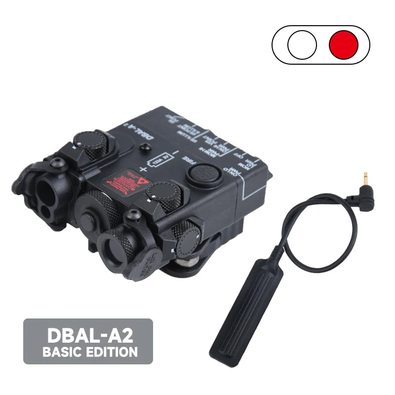 DBAL A2 Tactical Aiming Device – M300/M600 Flashlight, Red/Blue/Green Optics, 20mm Rail Mount Airsoft Accessory