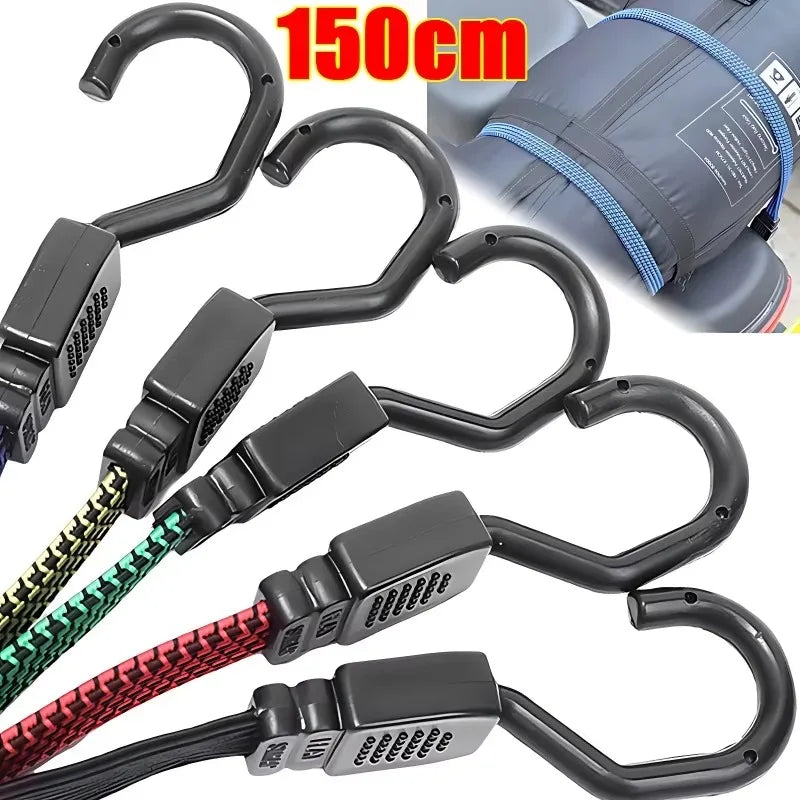 Elastic Rubber Luggage Rope with Hooks – Adjustable Strap for Bikes, Roof Racks, and Car Accessories