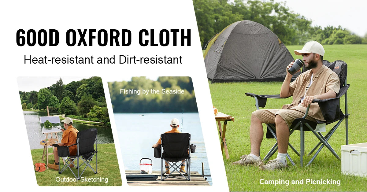 Outdoor Folding Camping Chair — Ultralight Portable Beach, Hiking, Picnic & Fishing Seat, 350lbs Load Capacity