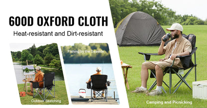 Outdoor Folding Camping Chair — Ultralight Portable Beach, Hiking, Picnic & Fishing Seat, 350lbs Load Capacity