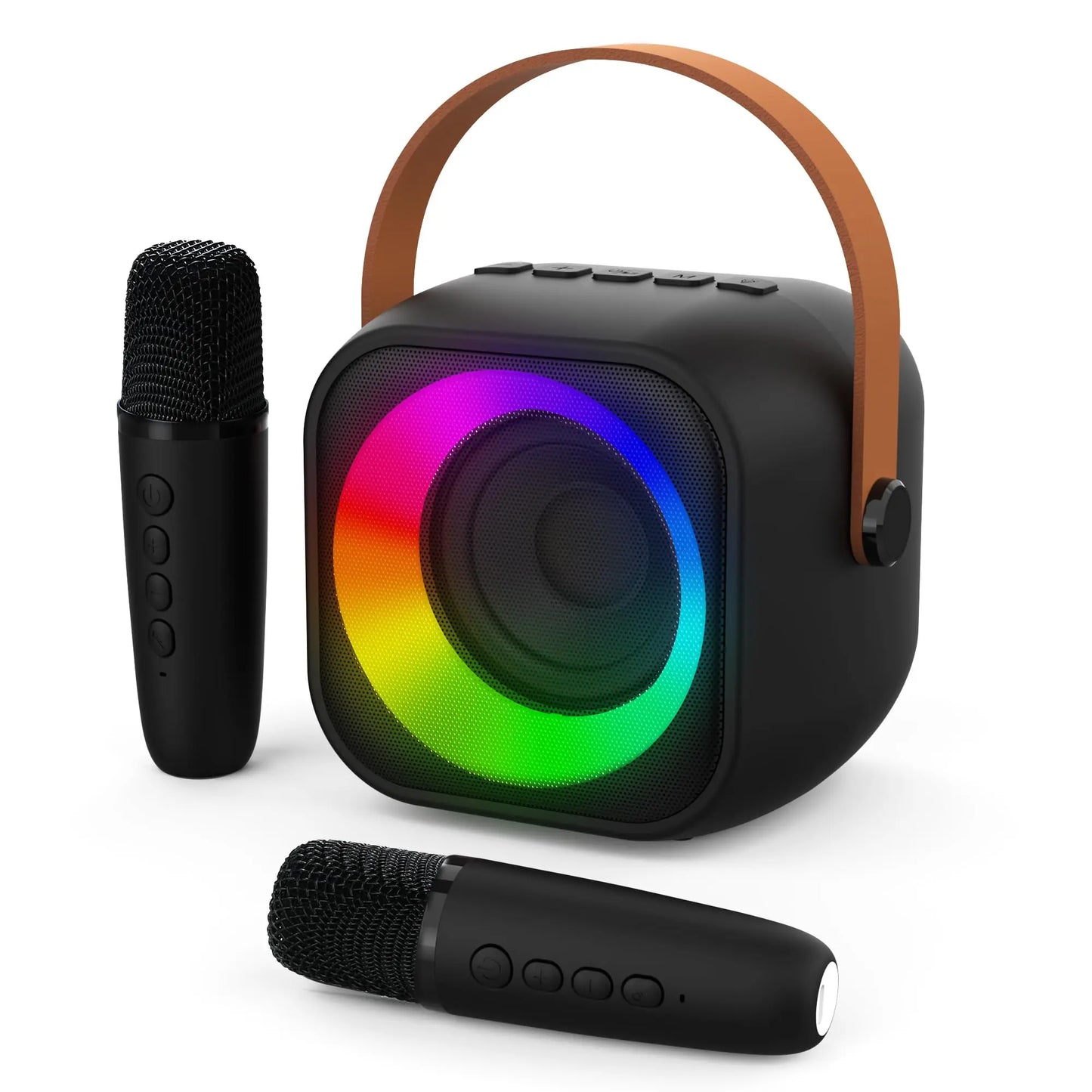 Haomuren Portable Karaoke Machine – Mini Bluetooth Speaker with 1-2 Wireless Microphones, Singing Toy for Kids & Family Party Gift