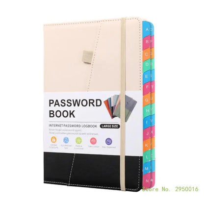 A5 PU Hardcover Password Book with Alphabetical Tabs – Password Keeper Notebook for Internet Login Storage