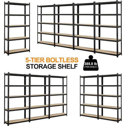 2PCS 5-Tier Adjustable Metal Storage Shelves – Heavy-Duty Utility Racks for Garage & Home