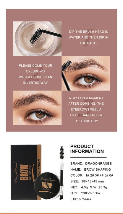 Matte Brown & Black Eyebrow Cream – 3D Natural Tint, Waterproof Gel Wax, Long-Lasting Eyebrow Enhancer