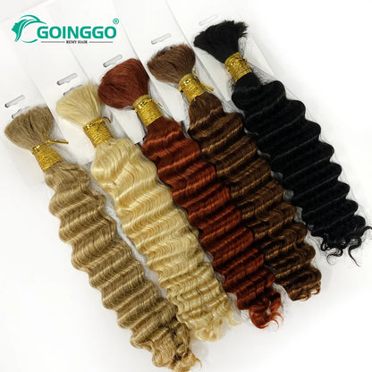 Pre-Colored Brazilian Deep Wave Bulk Human Hair - No Weft, Remy Hair Extensions, 14-28 Inch for Crochet Braids