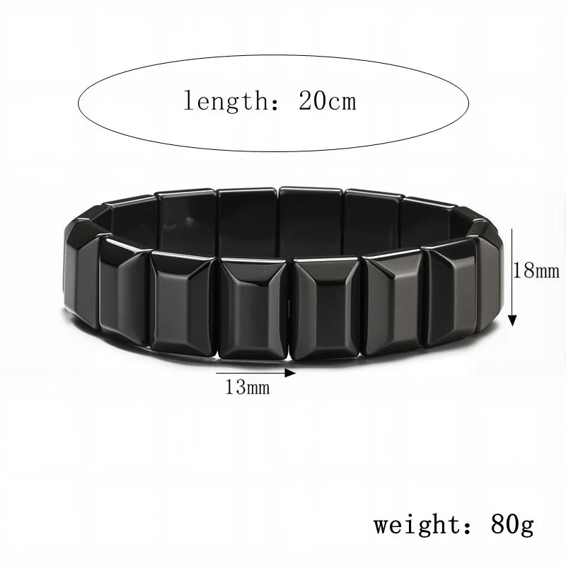 Natural Obsidian Half Moon Bracelet - Irregular Black Stone Beads Men's Fashion Accessory