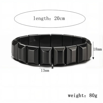 Natural Obsidian Half Moon Bracelet - Irregular Black Stone Beads Men's Fashion Accessory