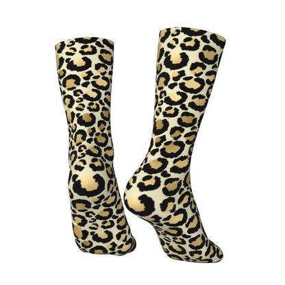 Custom Funny Leopard Print Socks – 3D Animal Cheetah Pattern Warm Sports Socks for Men & Women