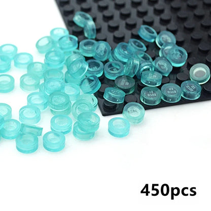 450PCS Round 1x1 Flat Stud Building Block Accessories – Colorful MOC-Compatible Creative Toy Parts Set for DIY Construction