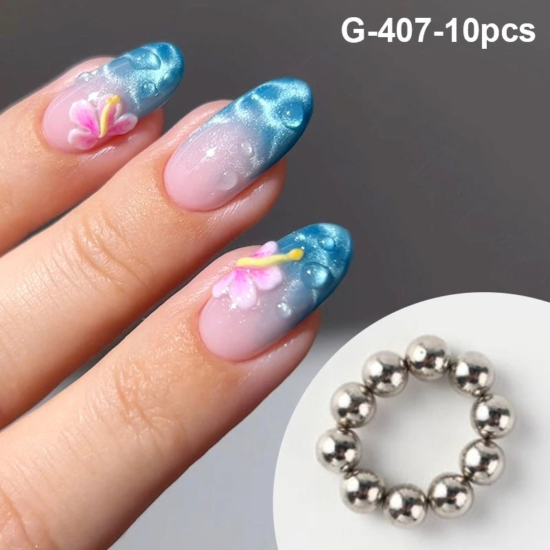 Ocean Wave Cat Eye Nail Magnetic Beads - Shiny Flower Marble Water Ripple Effect DIY Manicure Tools 10/20PCS