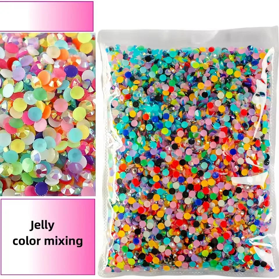 Jelly AB Resin Rhinestones 2-6mm — Non-Hotfix Flat Back Plastic Crystals & Strass Glitters, Large Pack