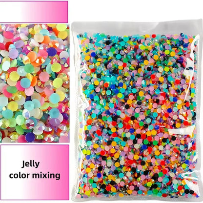 Jelly AB Resin Rhinestones 2-6mm — Non-Hotfix Flat Back Plastic Crystals & Strass Glitters, Large Pack