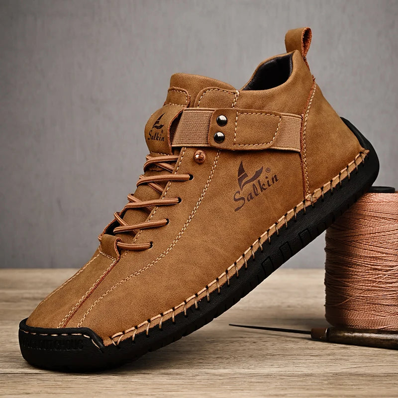2024 Handmade Leather Casual Men’s Shoes - Breathable Sneakers & Ankle Boots for Outdoor Wear