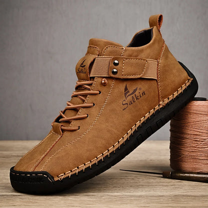 2024 Handmade Leather Casual Men’s Shoes - Breathable Sneakers & Ankle Boots for Outdoor Wear