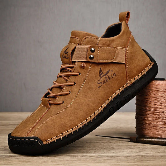 2024 Handmade Leather Casual Men’s Shoes - Breathable Sneakers & Ankle Boots for Outdoor Wear