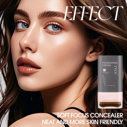 TVLV Concealing Foundation Stick — 5 Shades with Built-In Brush, Lightweight Cream Finish, Waterproof Makeup